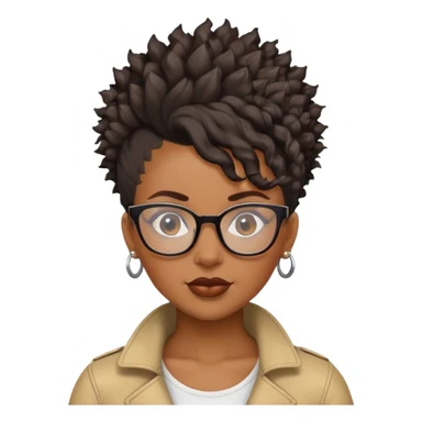 woman mohawk curly cut black hair with glasses sticker