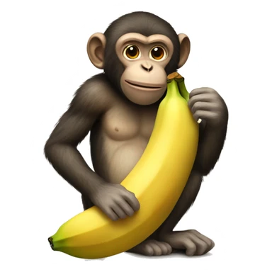 monkey eating a very large banana sticker