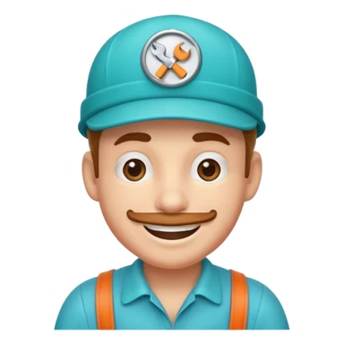 funny plumber with a turquoise hat, simple and clear sticker