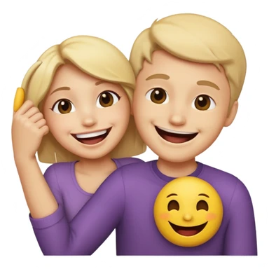 smiley face biting another person’s arm  sticker