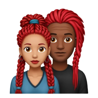 red long dreads lightskin woman and dark hair braids dark skin man  sticker