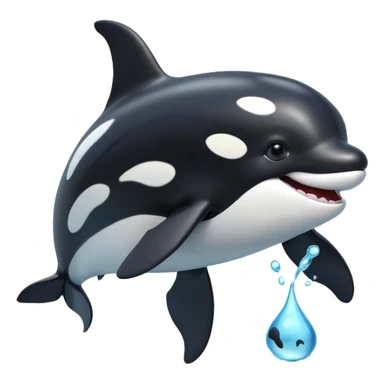 3d Cartoon orca with a tick to show when something has been completed sticker