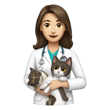 Brunette female vet with cat  sticker