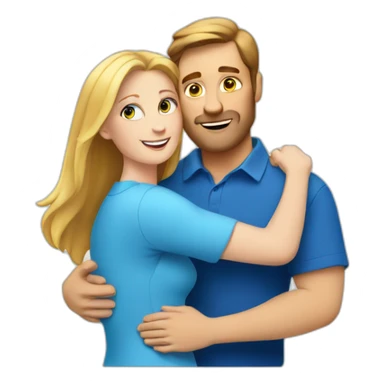 White man hug a white woman both wearing blue shirts sticker