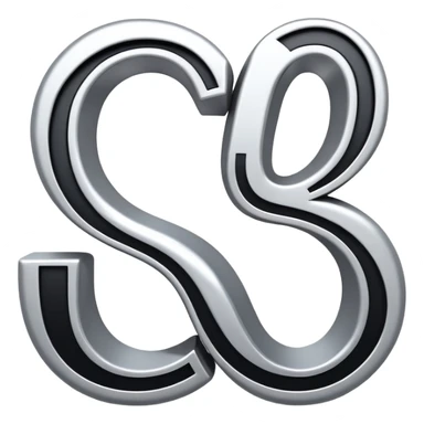 connected flowing BLK letters with silver outline, where all letters are joined together in one continuous design sticker