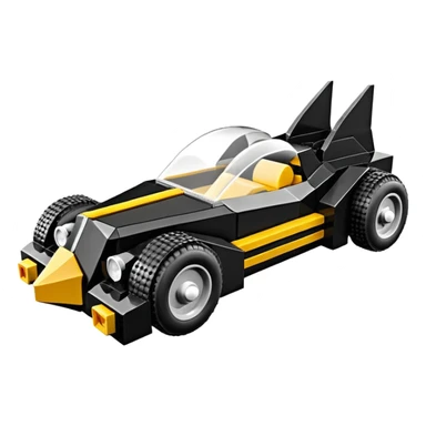  the animated series aerodynamic futuristic Lego Batmobile loosely based on 1936 school bus (flat long straight faceted mechanical body) stealthy town hot rod sand racing buggy  sticker