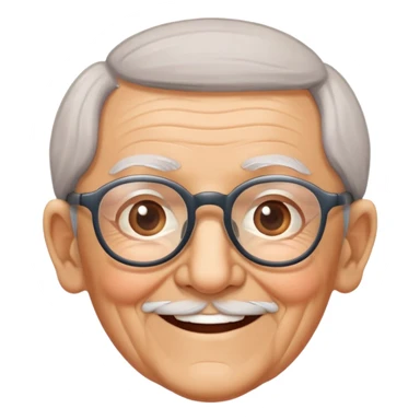 elderly grandparent with glasses and a warm smile sticker