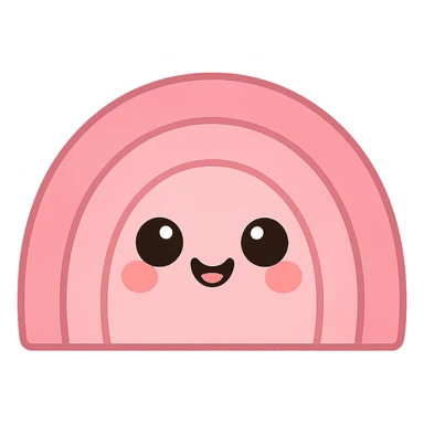 a cute pink rainbow, original design, big eyes, blushing cheeks, joyful sticker