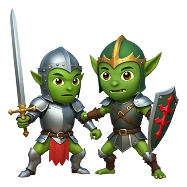 Knight fight against a goblin sticker