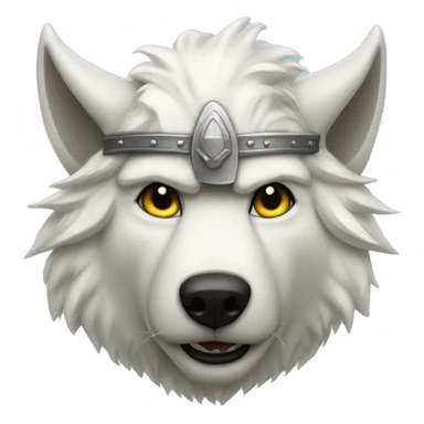 White wolf wearing a viking helmet sticker