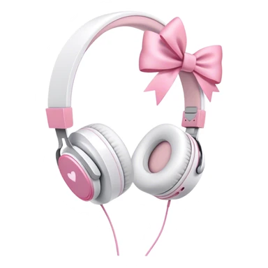 White aesthetic headphones with pink bow sticker