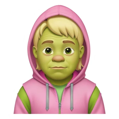 Shrek with blonde hair and pink hoodie  sticker