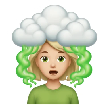 Girl farting green fart clouds sticker