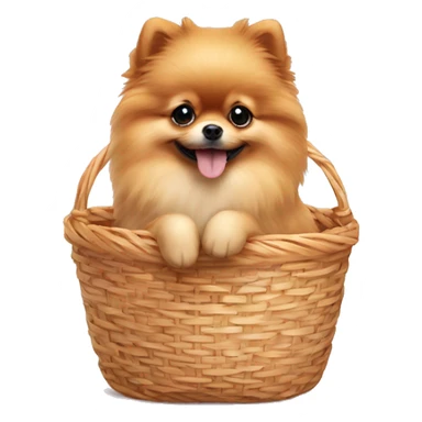 Pomeranian puppy in a basket  sticker
