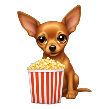 Orange dog Russian toy terrier, eating popcorn sticker