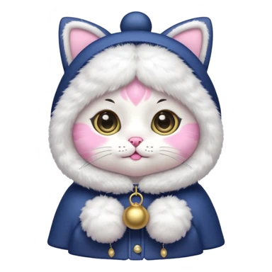 kawaii neko, cute outfit with bell sticker