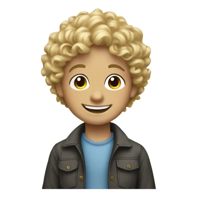 smiling blonde boy portrait with curly hair sticker