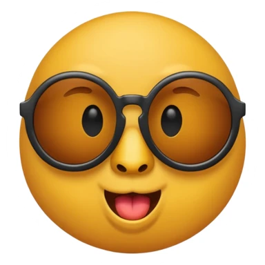 a round yellow circular emoji wearing cool sunglasses with a cocky face sticker
