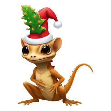 groot wearing a santa hat holding a crested gecko sticker