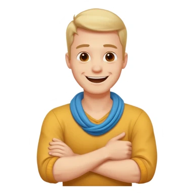 Arms crosses holding neck laughing guy sticker