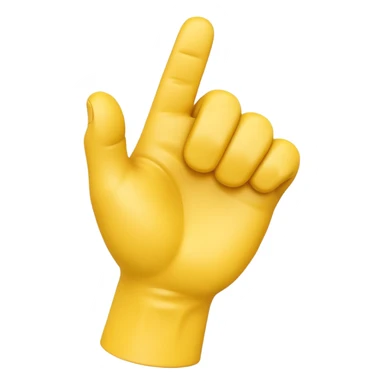 A 3D Apple-style yellow hand emoji, closed fist with thumb pointing backward over the shoulder direction, smooth rounded shape, shiny surface, clean minimal background. sticker