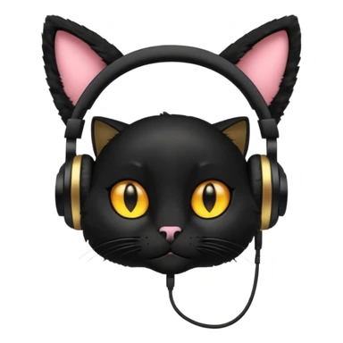 black cat with small ears wearing headphones sticker