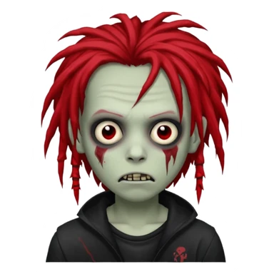 boy zombie with black and some red dreads hair emo scary, black eyes sticker