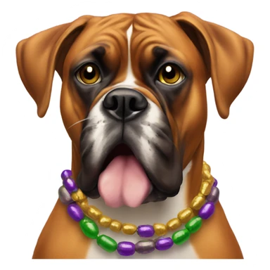 Boxer dog with Mardi Gras beads eating beignets  sticker