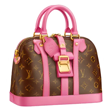 Louis Vuitton handbag with a pink strap sticker