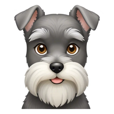 Cinematic Noble Miniature Schnauzer Portrait Emoji, Standing with a proud and stately demeanor, showcasing a sharply defined, salt-and-pepper fur with distinguished eyebrows and a confident, alert expression, simplified yet exquisitely detailed, glowing with a refined, dignified radiance, high shine, exuding intelligence and classic noble charm, soft glowing outline, capturing the essence of a noble Miniature Schnauzer that commands attention with effortless style! sticker