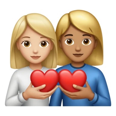Two people holding half a heart up sticker