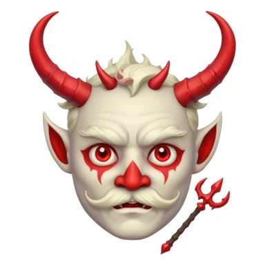 human colored demon with mustache and Trident sticker
