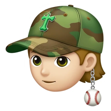 camouflage baseball cap with ian charms logo sticker