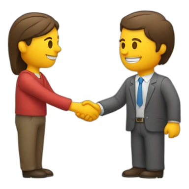 a seller and customer making a hand shake and give a product two white people  sticker