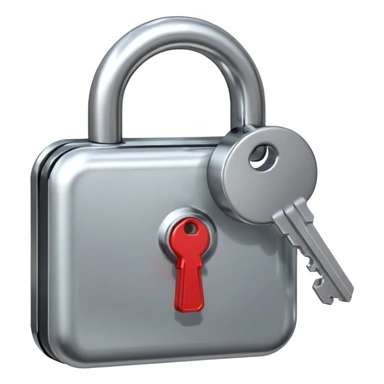 A chrome silver lock and key emoji, smooth metallic surfaces, glossy reflections, luxury swag vibe, minimal iOS emoji style, centered on clean white background sticker
