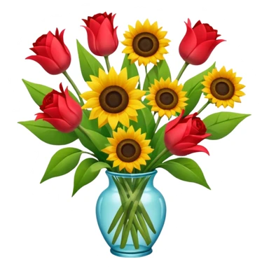 A mix bouquet of roses, Sunflowers and Tulips sticker