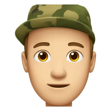 Cameron wearing a camo hat sticker