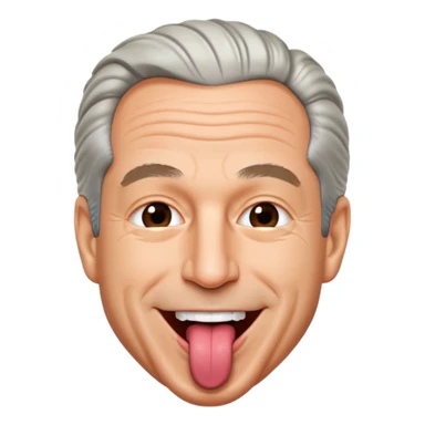 Jeffrey Epstein with tongue out, Twemoji style sticker