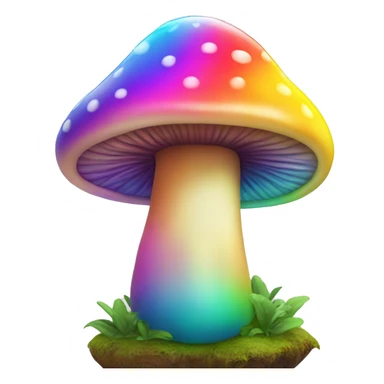A rainbow-colored trippy mushroom with a very satisfied face sticker