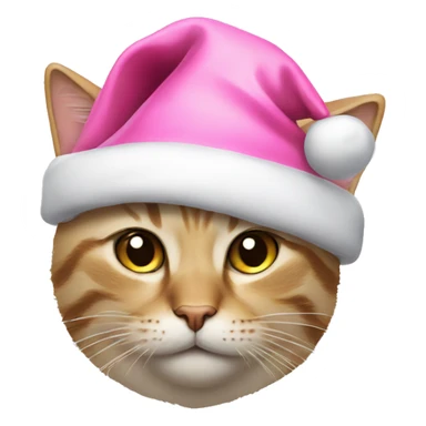 Cat wearing pink Santa hat sticker