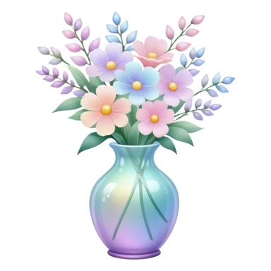 Iridescent vase with pastel flowers sticker