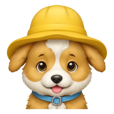 puppy dog with hat yellow sticker
