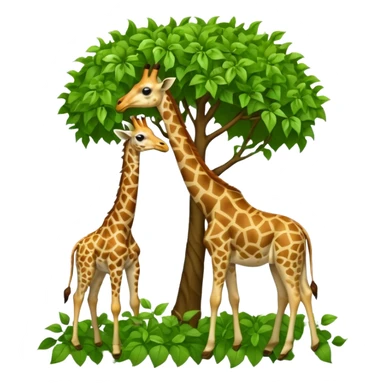 giraffe eating leaves from a tree sticker