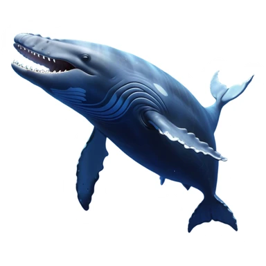 Meme-Worthy Singing Humpback Whale Portrait Emoji, Mouth open wide in a dramatic, melodious pose, showcasing a deep blue-gray body with barnacle accents and an expressive, soulful gaze, Simplified yet artistically graceful features, highly detailed, glowing with a soft, magical marine aura, high shine, enchanting and full of life, stylized with an air of deep-sea wonder, soft glowing outline, capturing the essence of a majestic humpback whale mid-song, resonating with the beauty of the ocean's ancient melodies! sticker