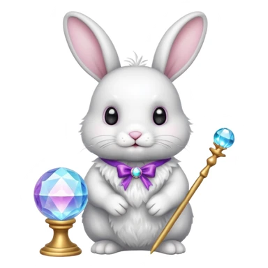 White bunny with wand and with crystal ball sticker