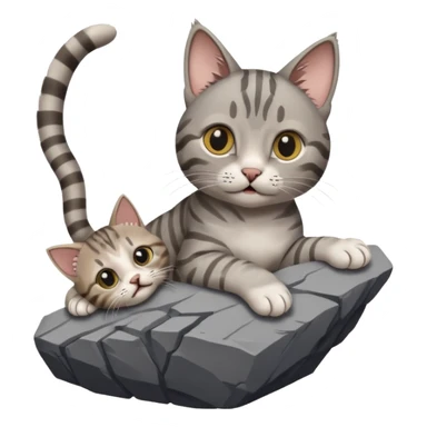 a cat holding another cat hand that fall under cliff sticker