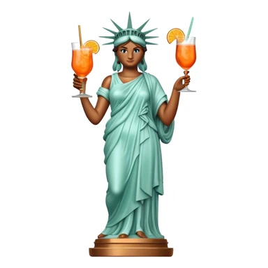 FULL BODY OF STATUE OF LIBERTY WITH AN APEROL SPRITZ COCKTAIL sticker