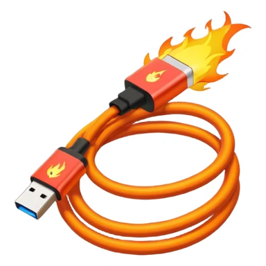 a fire usb-C cable sticker