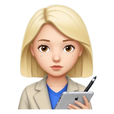 girl suing ipad with pen sticker