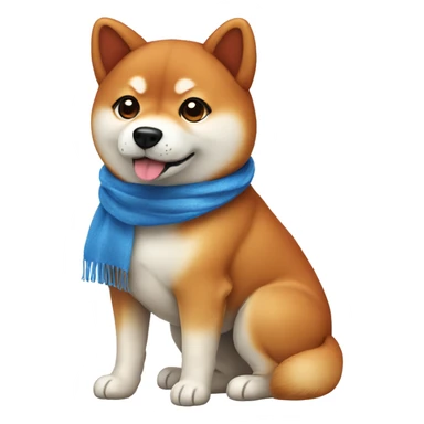 Cute red Shiba Inu dog with blue scarf sticker